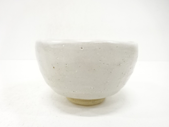  作家物　灰釉　茶碗(無地箱付)